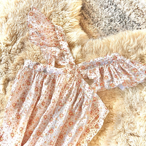 ❄️❤️🔥DÔEN ‘Nisha’ Dress Alabaster Countryside Ruffle Calico Maxi Dress XS - Picture 5 of 14